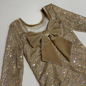 Golden Girl sequin Bow Back Bodysuit