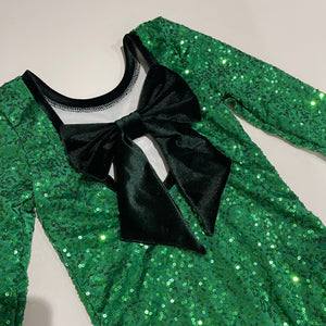 Fir green sequin Bow Back Bodysuit