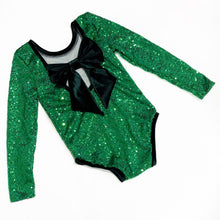 Load image into Gallery viewer, Fir green sequin Bow Back Bodysuit