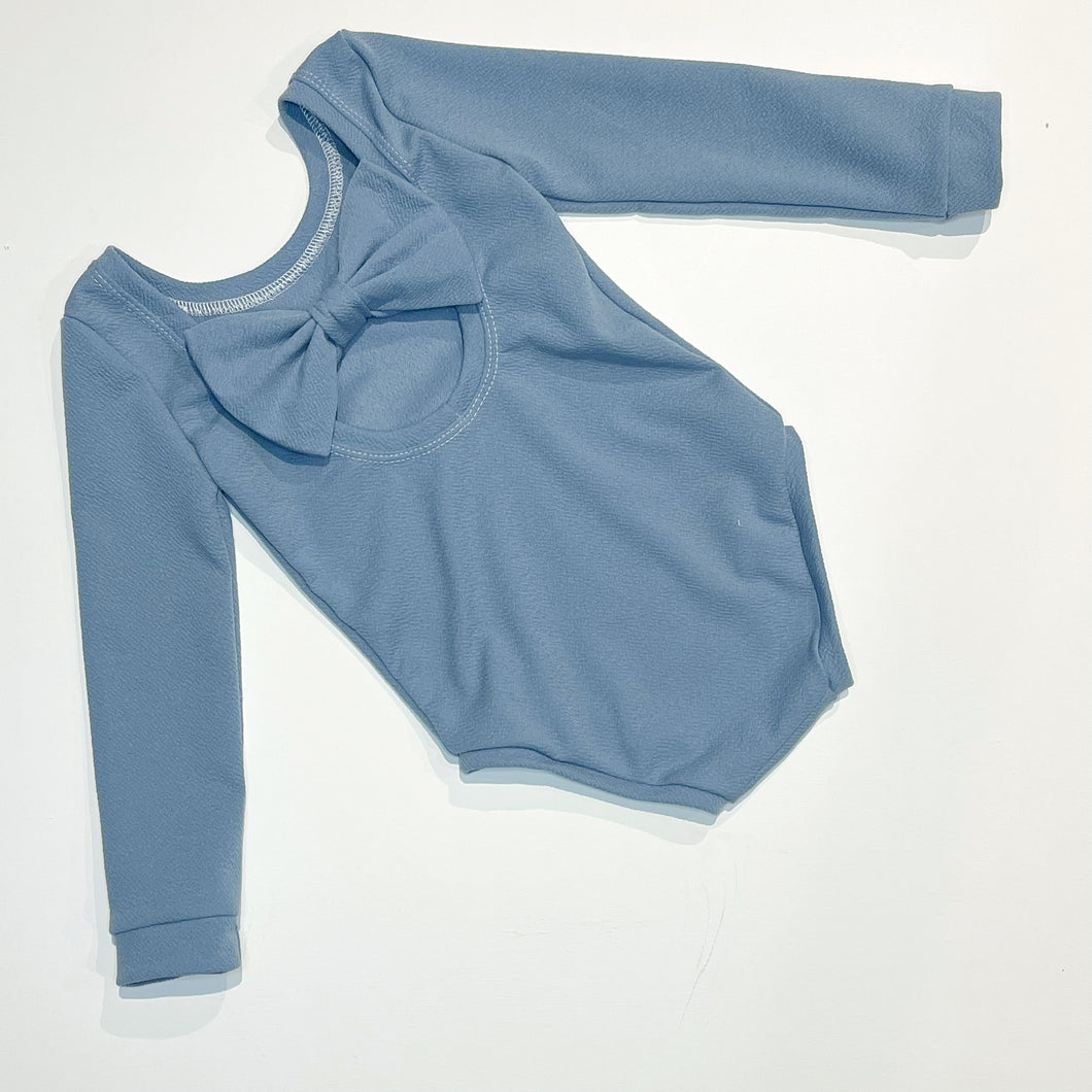 Steel blue bow back bodysuit