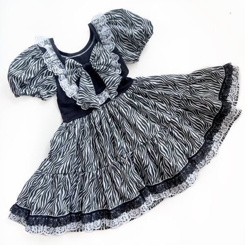 Frilly Zebra Bow Back Dress