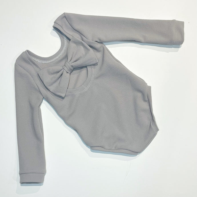 Grey bow back bodysuit