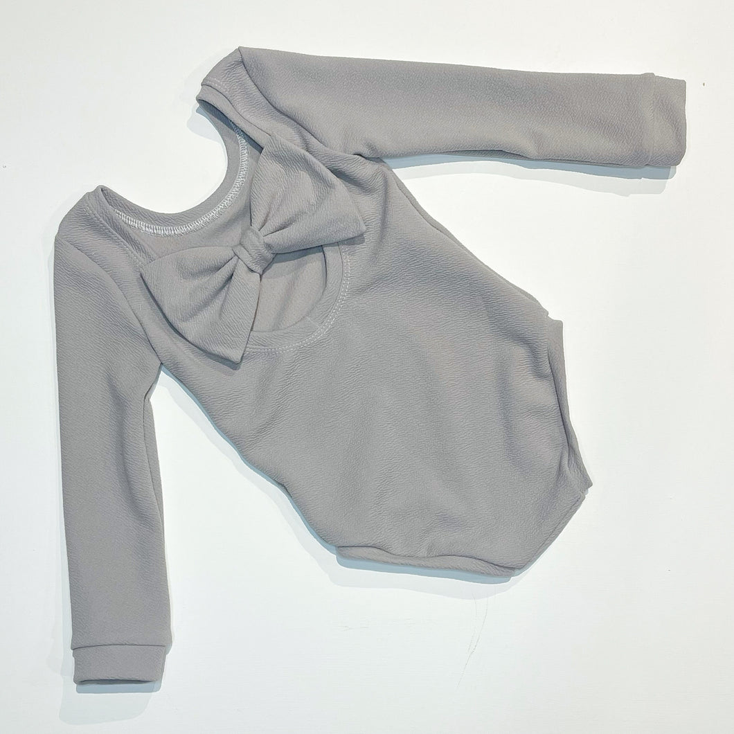 Grey bow back bodysuit