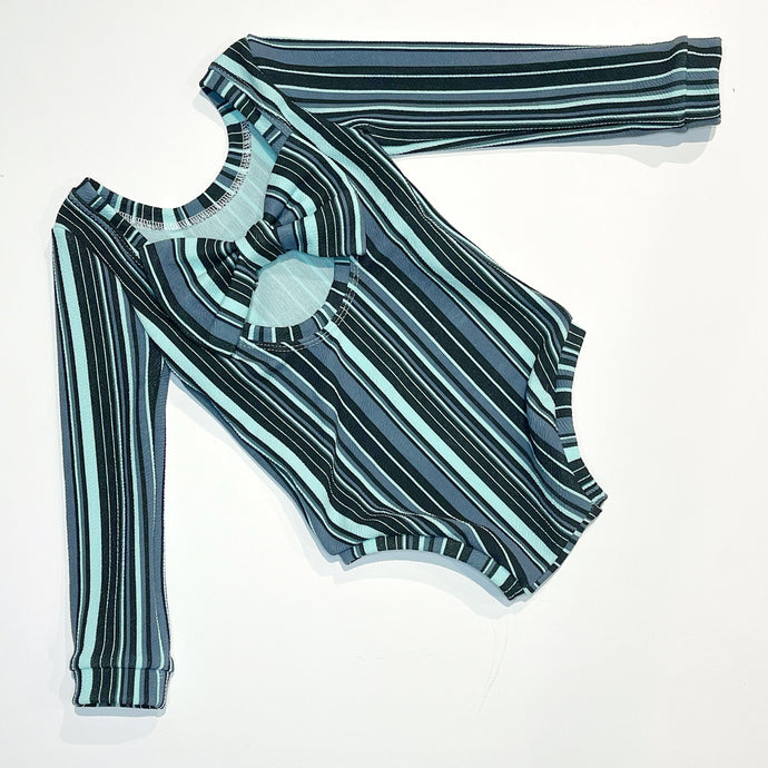 Mint candy cane bow back bodysuit