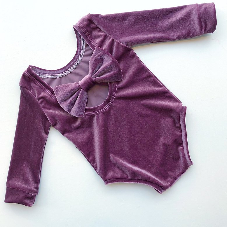 Grape Velvet Bow Back Bodysuit and Dress