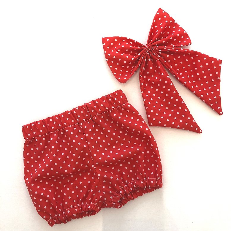 polka bloomers and Interchangeable bow set