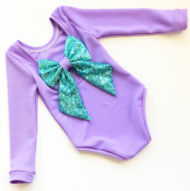 Lilac and Mint Sequin bow back bodysuit