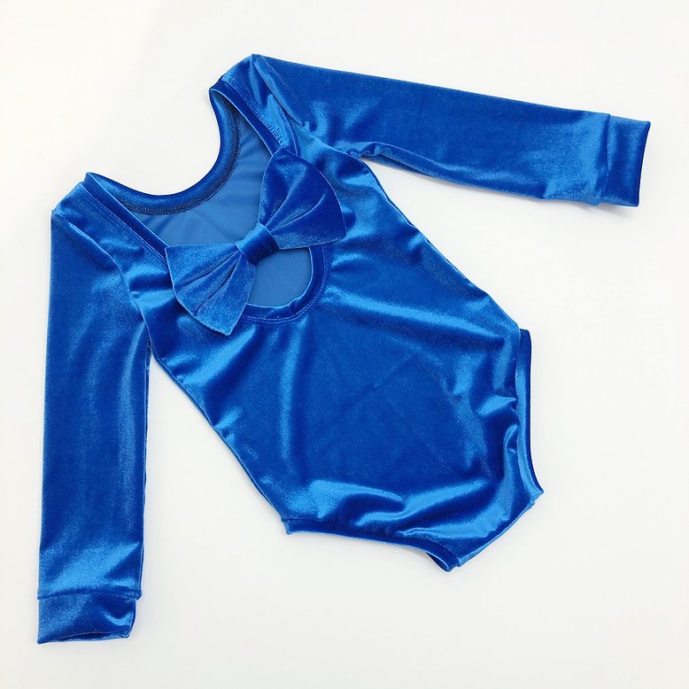 Bright Blue Velvet Bow Back Bodysuit and Dress