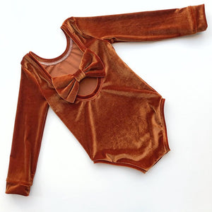 Rust Velvet Bow Back Bodysuit and Dress