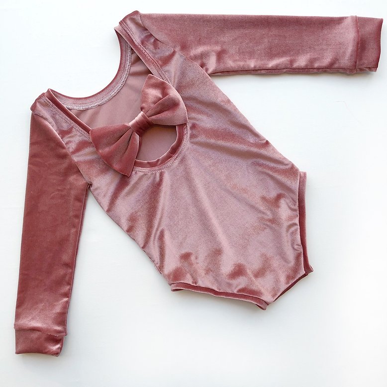 Dusky Pink Velvet Bow Back Bodysuit and Dress