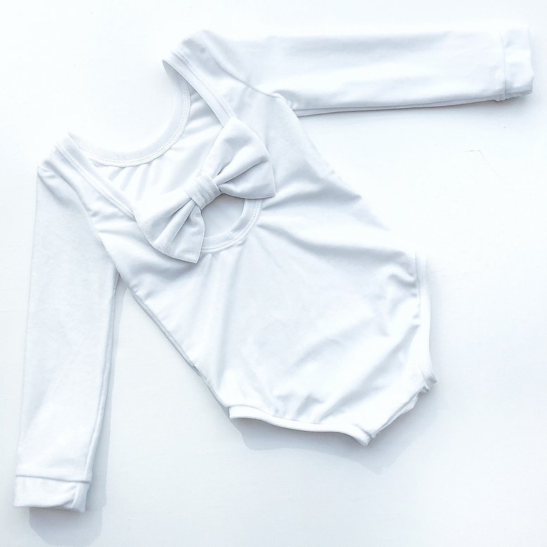 White Velvet Bow Back Bodysuit and Dress