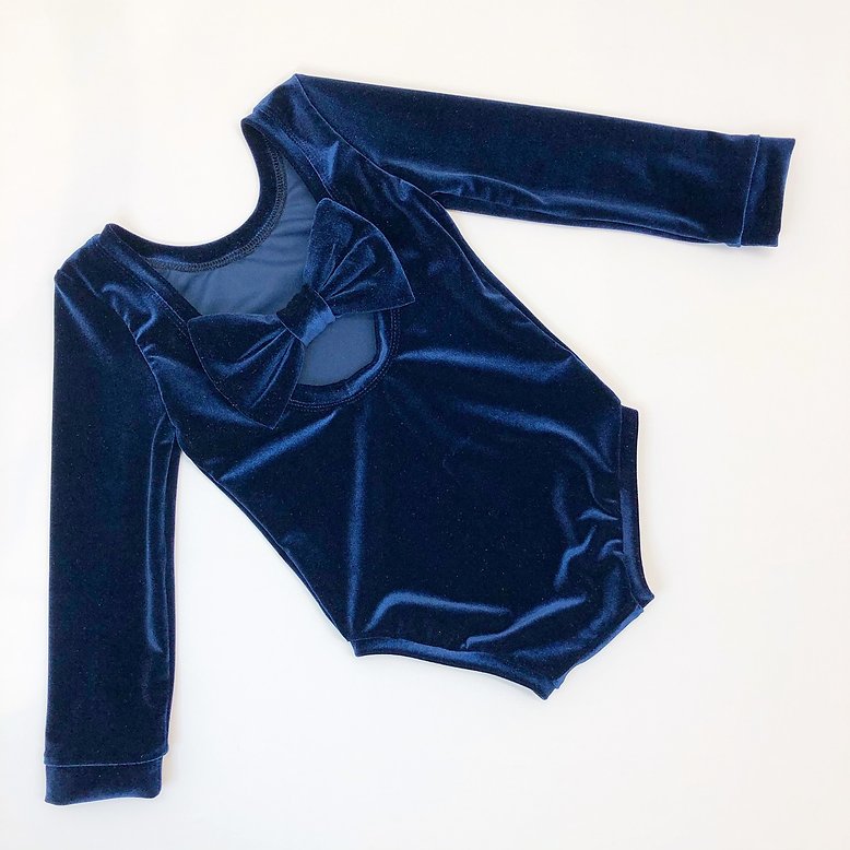 Navy Velvet Bow Back Bodysuit and Dress