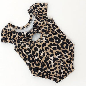 leopard print bow back bodysuit