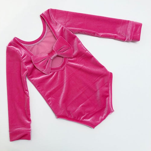 Flamingo Pink Velvet Bow Back Bodysuit and Dress