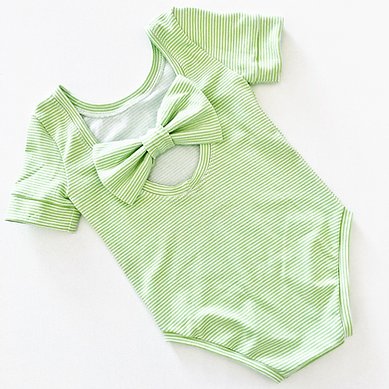 Apple Candy Stripe Bow Back Bodysuit