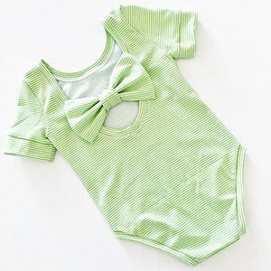 Apple Candy Stripe Bow Back Bodysuit