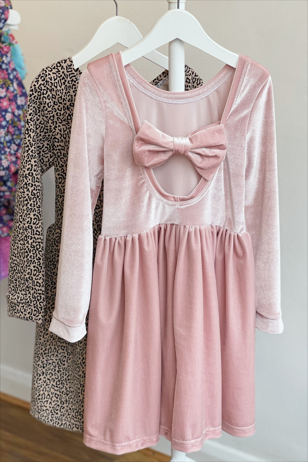 Oyster Velvet Bow Back Bodysuit and Dress