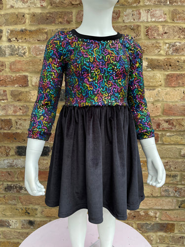 2-3yrs Party Animal Velvet Bow Back Dress