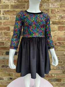 2-3yrs Party Animal Velvet Bow Back Dress