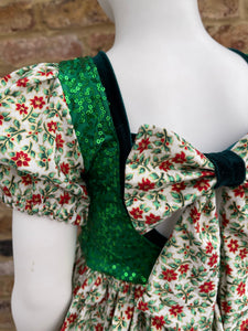 Christmas Flower Sequin Bow Back Dress