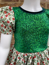 Load image into Gallery viewer, 2-3yrs Christmas Flower Sequin Bow Back Dress