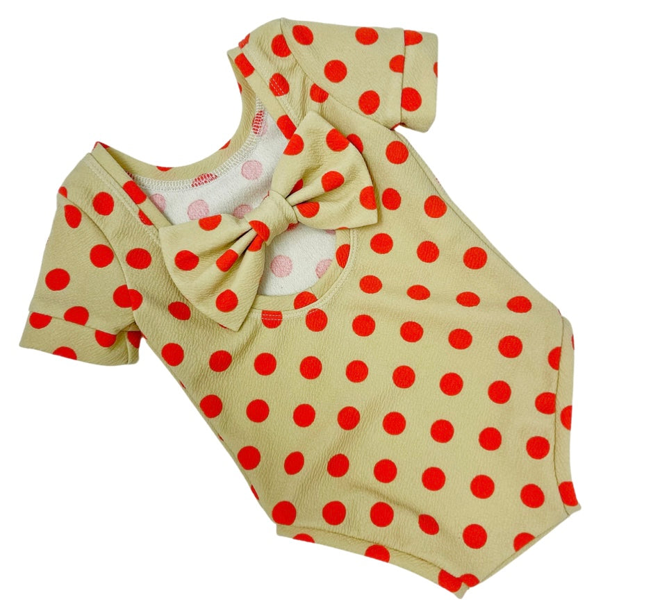 Summer polka spot Bow Back Bodysuit