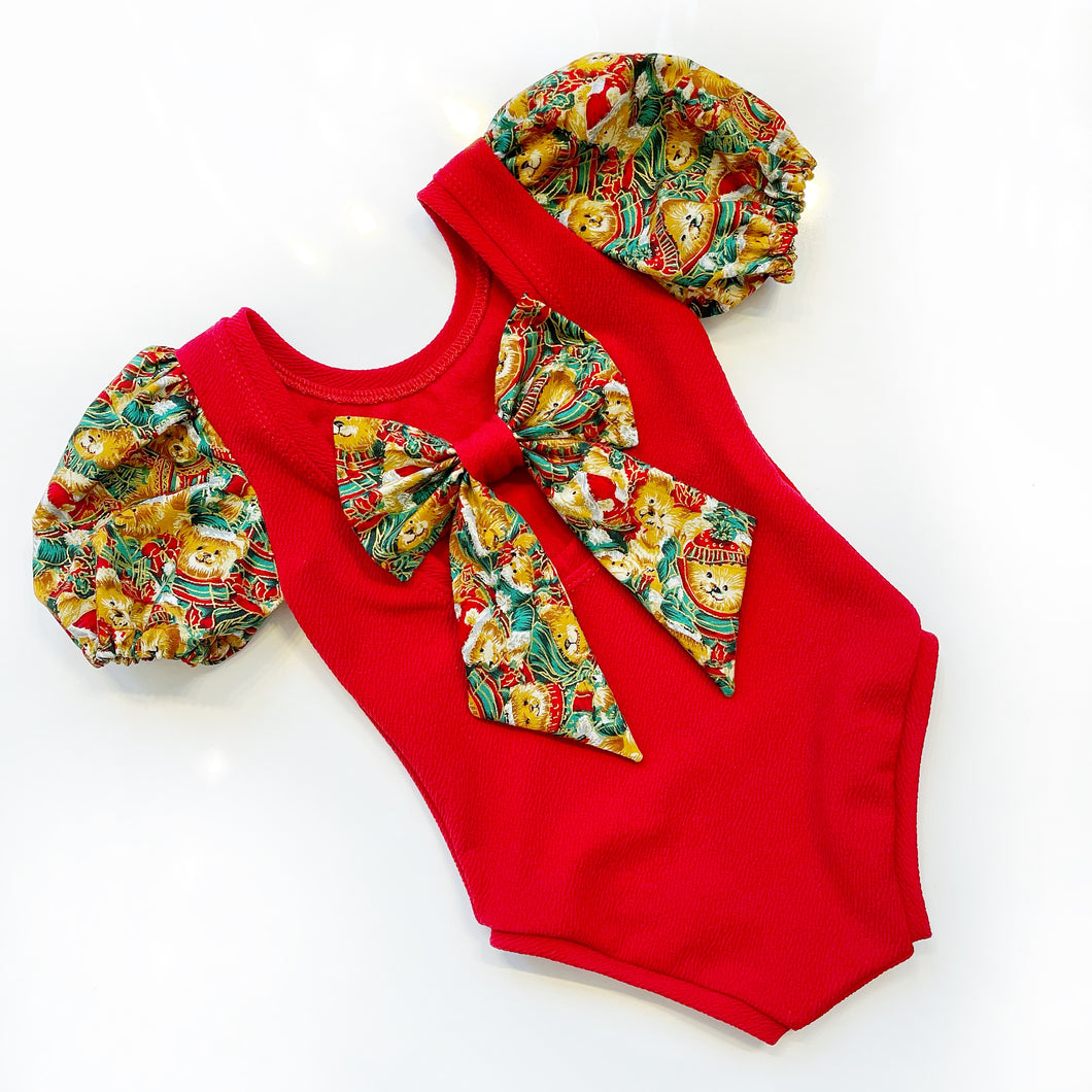 Teddy Bears Christmas bow back bodysuit