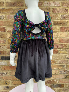 2-3yrs Party Animal Velvet Bow Back Dress