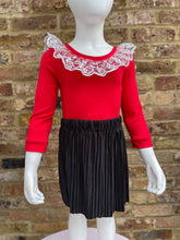 Load image into Gallery viewer, Ruby Red and Silver lace bow back bodysuit