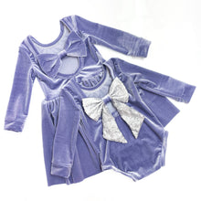 Load image into Gallery viewer, Lavender lilac Velvet Bow Back Bodysuit and Dress