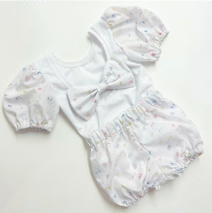 Embroidery anglaise Bow Back Bodysuit and bloomers