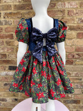 Load image into Gallery viewer, Pretty Party Poinsettia Bow Back Dress