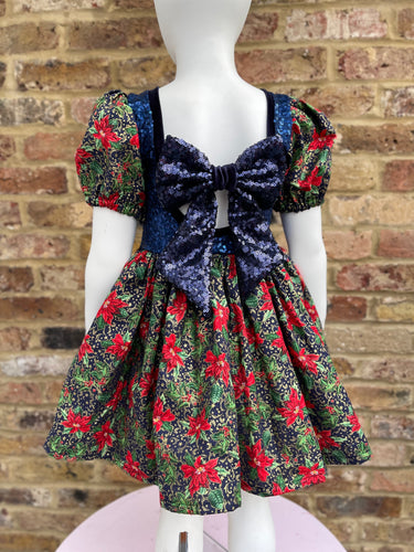 2-3yrs Pretty Party Poinsettia Bow Back Dress