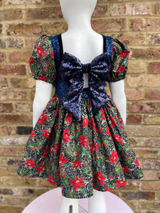 2-3yrs Pretty Party Poinsettia Bow Back Dress