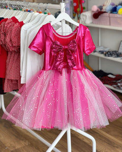 Pink Party Princess Bow Back Party Dress
