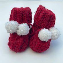 Load image into Gallery viewer, Handmade Christmas booties size 6-12m