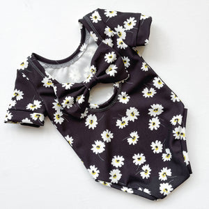 Dark daisy Bow Back Bodysuit