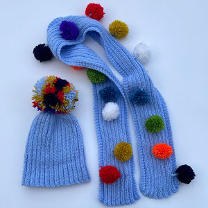 Hand knitted hat and scarf set 2-5yrs