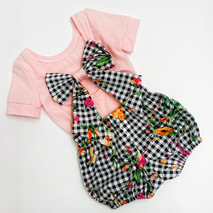 Floral gingham bloomer and deluxe bow set