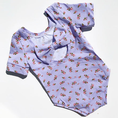 Lilac Ditsy Floral Bow Back Bodysuit and Dress